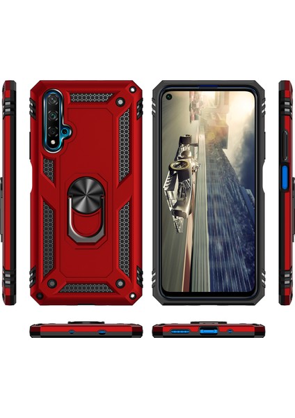 Huawei Honor 20 / Nova 5t İçin Çift Katmanlı Halkalı Standlı ShockProof Kılıf (Yurt Dışından)