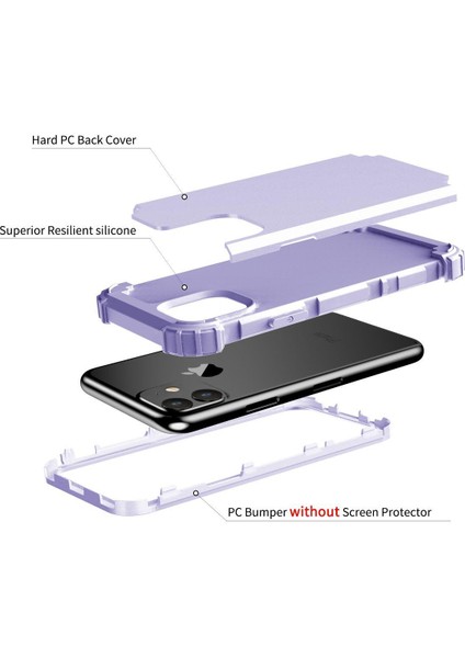 iPhone 11 İçin Pc Yumuşak Tpu Bumper 3'ü 1 Arada Koruma ShockProof Kılıf (Yurt Dışından)