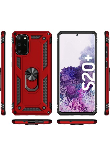 Samsung Galaxy S20 Plus İçin Çift Katmanlı Halkalı Standlı ShockProof Kılıf (Yurt Dışından)