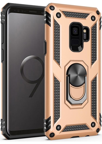 Samsung Galaxy S9 Plus İçin Çift Katmanlı Halkalı Standlı ShockProof Kılıf (Yurt Dışından)