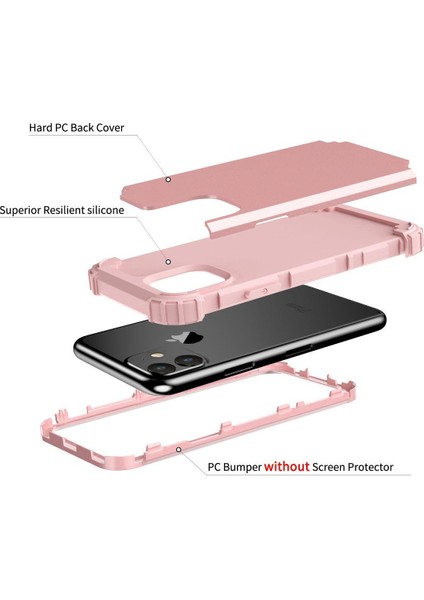 iPhone 11 İçin Pc Yumuşak Tpu Bumper 3'ü 1 Arada Koruma ShockProof Kılıf (Yurt Dışından)