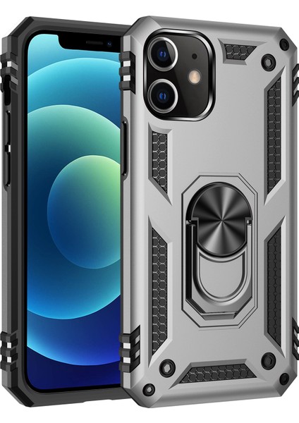 iPhone 12 Mini İçin Çift Katmanlı Halkalı Standlı Kılıf (Yurt Dışından)