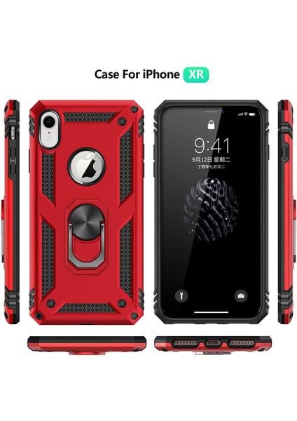 iPhone XR İçin Çift Katmanlı Halkalı Standlı ShockProof Kılıf (Yurt Dışından) fiyatları