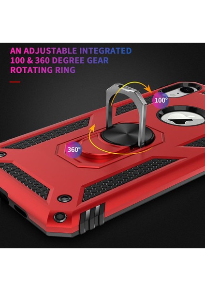 iPhone XR İçin Çift Katmanlı Halkalı Standlı ShockProof Kılıf (Yurt Dışından) fırsatları