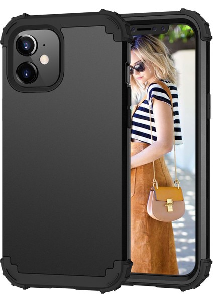 iPhone 12 Mini İçin Yumuşak Silikon Pc Bumper 3'ü 1 Arada ShockProof Korumalı Kılıf (Yurt Dışından)
