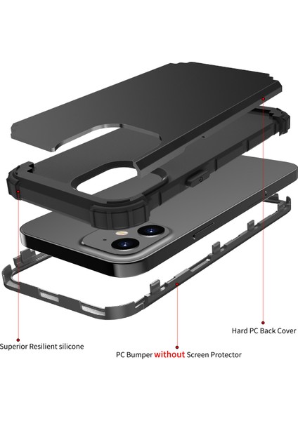 iPhone 12 Mini İçin Yumuşak Silikon Pc Bumper 3'ü 1 Arada ShockProof Korumalı Kılıf (Yurt Dışından)