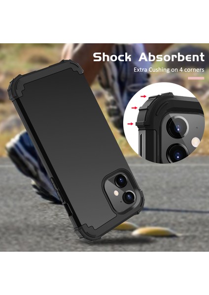 iPhone 12 Mini İçin Yumuşak Silikon Pc Bumper 3'ü 1 Arada ShockProof Korumalı Kılıf (Yurt Dışından)