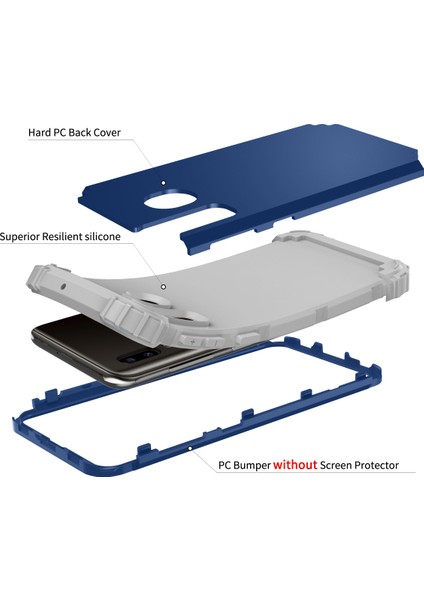 Samsung Galaxy A20 / A30 / A50 / A50S İçin Yumuşak Silikon Pc Bumper 3'ü 1 Arada ShockProof Korumalı Kılıf (Yurt Dışından)