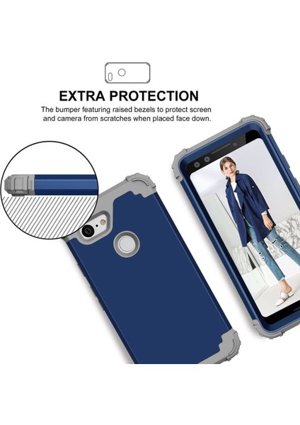 Google Pixel 3 İçin Pc Yumuşak Tpu Bumper 3'ü 1 Arada Koruma ShockProof Kılıf (Yurt Dışından)