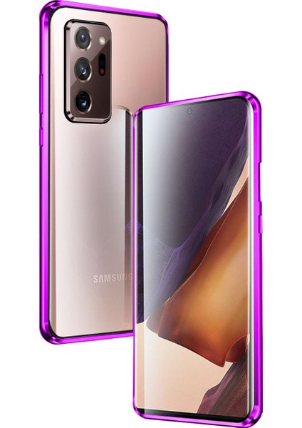 Samsung Galaxy Note 20 Ultra İçin 360 Derece Tam Koruma Şeffaf Manyetik Metal Bumper Kılıf (Yurt Dışından)
