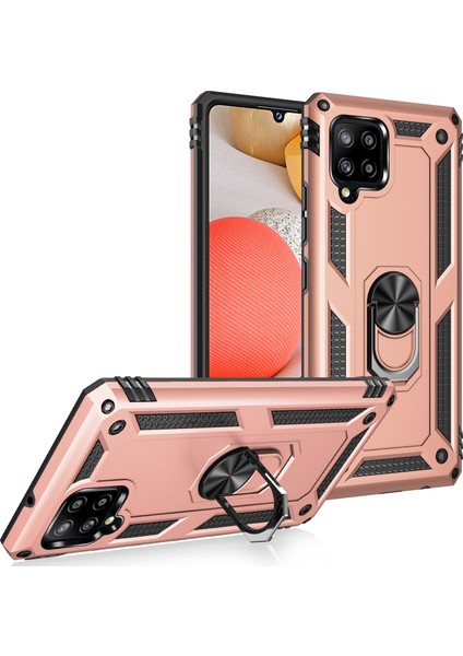 Samsung Galaxy A42 5G İçin Çift Katmanlı Halkalı Standlı Kılıf (Yurt Dışından)