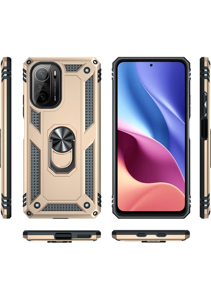 Xiaomi Poco F3 İçin Çift Katmanlı Halkalı Standlı Kılıf (Yurt Dışından)