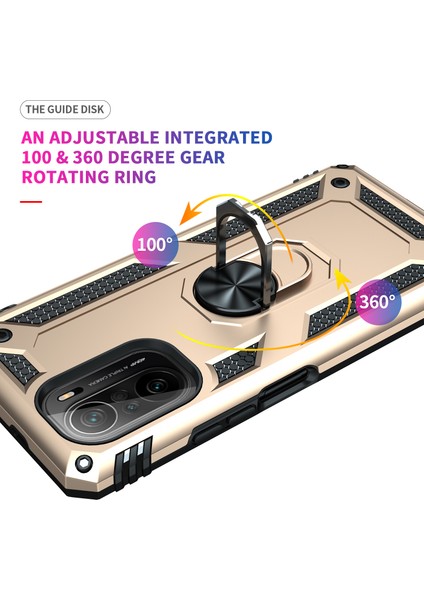 Xiaomi Poco F3 İçin Çift Katmanlı Halkalı Standlı Kılıf (Yurt Dışından)