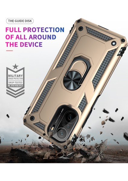 Xiaomi Poco F3 İçin Çift Katmanlı Halkalı Standlı Kılıf (Yurt Dışından)
