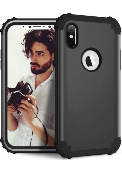 iPhone XS / iPhone X İçin Pc Yumuşak Tpu Bumper 3'ü 1 Arada Koruma ShockProof Kılıf (Yurt Dışından)