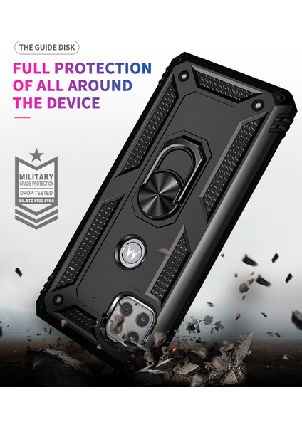 Motorola One 5G Ace İçin Çift Katmanlı Halkalı Standlı Kılıf (Yurt Dışından)
