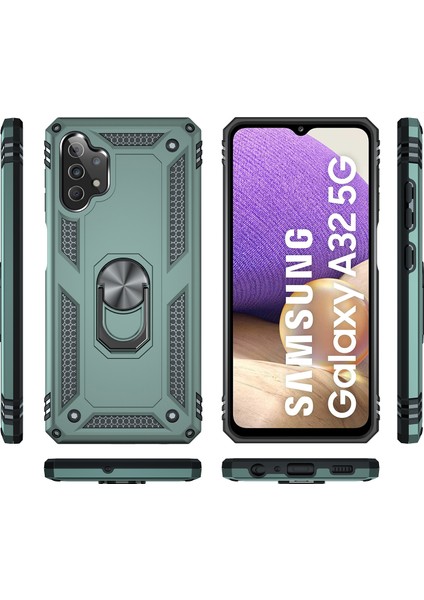 Samsung Galaxy A32 5G İçin Çift Katmanlı Halkalı Standlı Kılıf (Yurt Dışından)