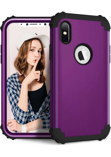 iPhone XS / iPhone X İçin Pc Yumuşak Tpu Bumper 3'ü 1 Arada Koruma ShockProof Kılıf (Yurt Dışından)