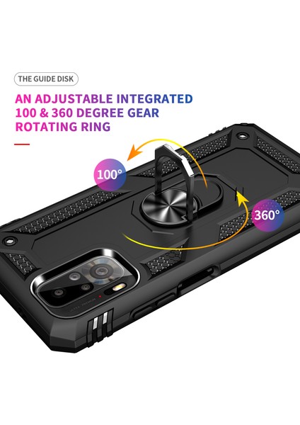 Xiaomi Redmi Note 10 4G/Note 10S İçin Çift Katmanlı Halkalı Standlı Kılıf (Yurt Dışından)