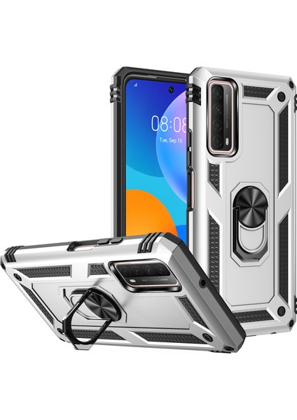 Huawei P 2021 İçin Çift Katmanlı Halkalı Standlı Kılıf (Yurt Dışından)