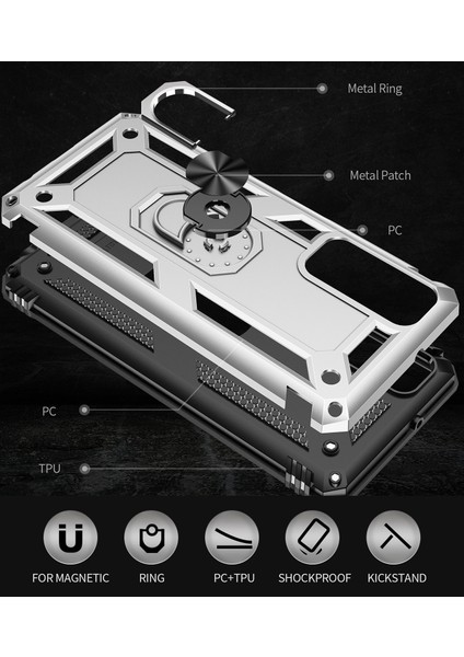 Huawei P 2021 İçin Çift Katmanlı Halkalı Standlı Kılıf (Yurt Dışından) modelleri