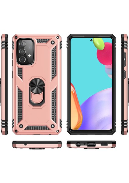 Samsung Galaxy A52 5G İçin Çift Katmanlı Halkalı Standlı Kılıf (Yurt Dışından)