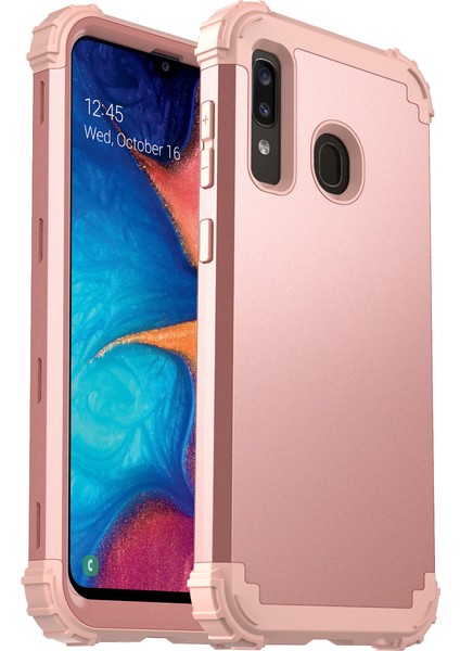 Samsung Galaxy A20 / A30 / A50 / A50S İçin Yumuşak Silikon Pc Bumper 3'ü 1 Arada ShockProof Korumalı Kılıf (Yurt Dışından)