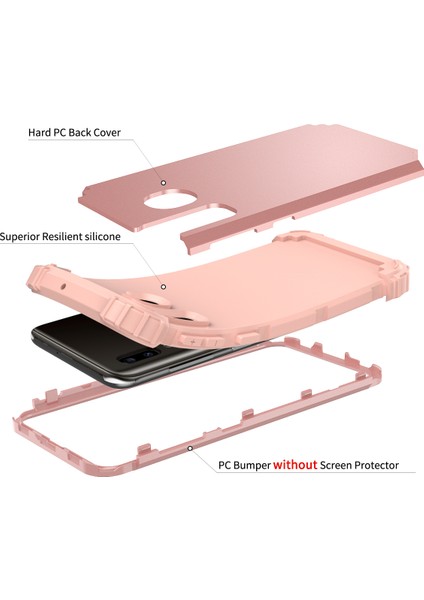 Samsung Galaxy A20 / A30 / A50 / A50S İçin Yumuşak Silikon Pc Bumper 3'ü 1 Arada ShockProof Korumalı Kılıf (Yurt Dışından)