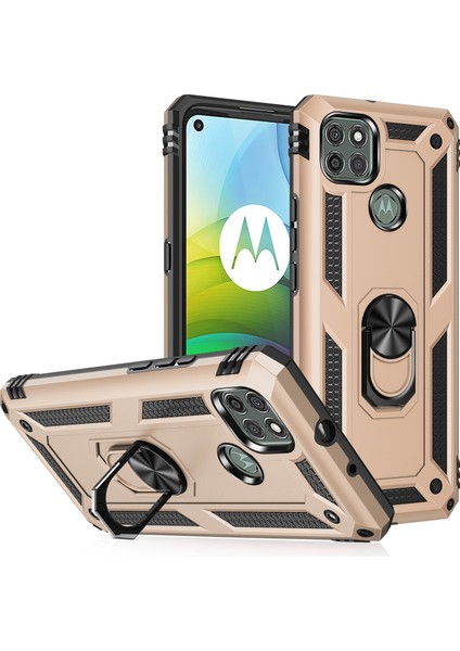 Motorola Moto G9 Power İçin Çift Katmanlı Halkalı Standlı Kılıf (Yurt Dışından)