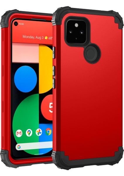 Google Pixel 5 İçin Yumuşak Silikon Pc Bumper 3'ü 1 Arada ShockProof Korumalı Kılıf (Yurt Dışından)