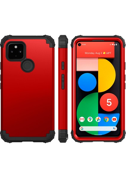 Google Pixel 5 İçin Yumuşak Silikon Pc Bumper 3'ü 1 Arada ShockProof Korumalı Kılıf (Yurt Dışından)