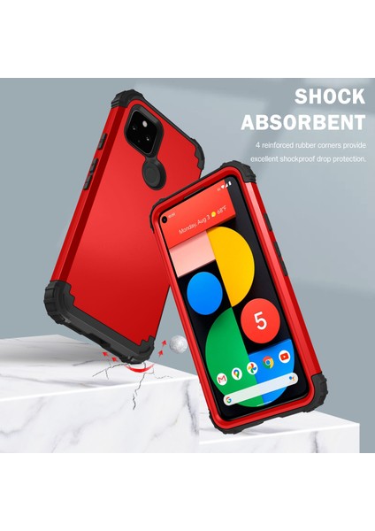 Google Pixel 5 İçin Yumuşak Silikon Pc Bumper 3'ü 1 Arada ShockProof Korumalı Kılıf (Yurt Dışından)