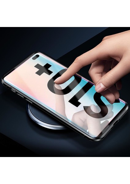 Samsung Galaxy S10 Plus İçin 360 Derece Tam Koruma Şeffaf Manyetik Metal Bumper Kılıf (Yurt Dışından)