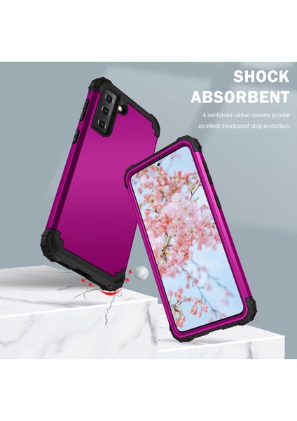 Samsung Galaxy S21 Plus 5G İçin Yumuşak Silikon Pc Bumper 3'ü 1 Arada ShockProof Korumalı Kılıf (Yurt Dışından)