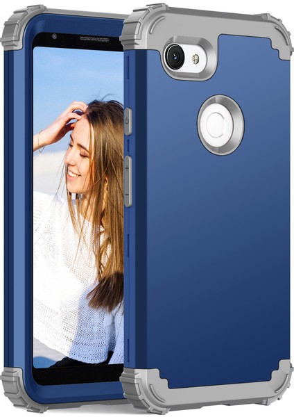 Google Pixel 3A İçin Yumuşak Silikon Pc Bumper 3'ü 1 Arada ShockProof Korumalı Kılıf (Yurt Dışından)