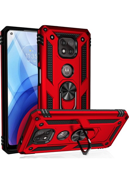 Motorola Moto G Power 2021 İçin Çift Katmanlı Halkalı Standlı Kılıf (Yurt Dışından)