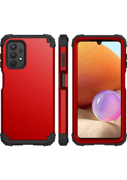 Samsung Galaxy A32 5G İçin Yumuşak Silikon Pc Bumper 3'ü 1 Arada ShockProof Korumalı Kılıf (Yurt Dışından)