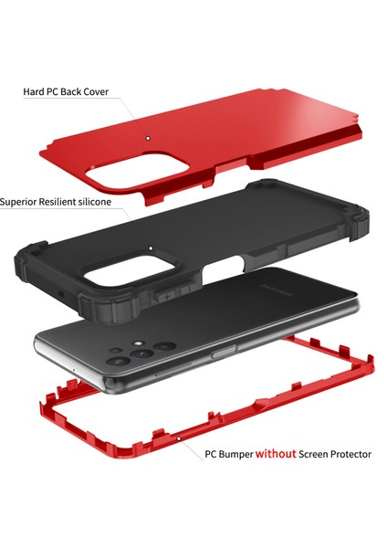 Samsung Galaxy A32 5G İçin Yumuşak Silikon Pc Bumper 3'ü 1 Arada ShockProof Korumalı Kılıf (Yurt Dışından)