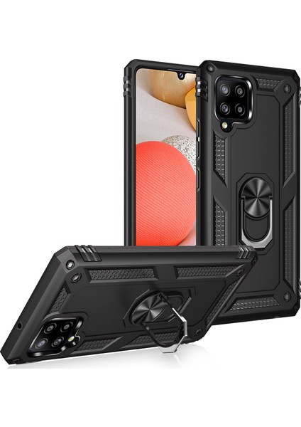 Samsung Galaxy A42 5G İçin Çift Katmanlı Halkalı Standlı Kılıf (Yurt Dışından)
