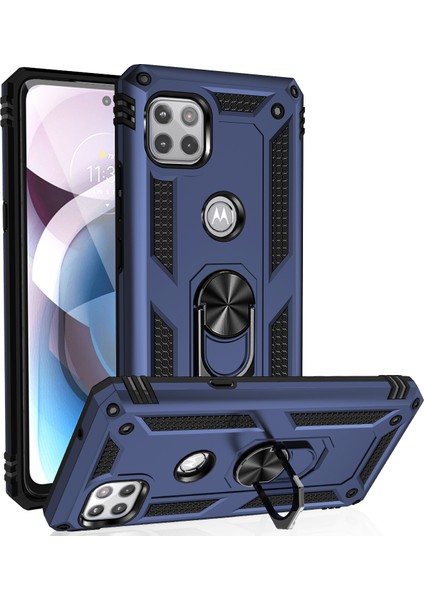 Motorola One 5G Ace İçin Çift Katmanlı Halkalı Standlı Kılıf (Yurt Dışından)