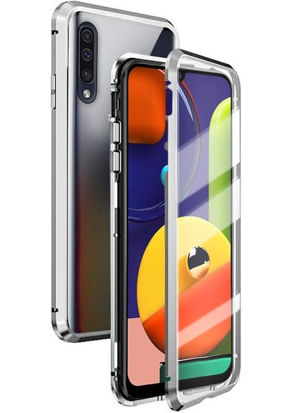 Samsung Galaxy A50 / A50S / A30S İçin 360° Koruma Tam Kaplayıcı Metal Bumper Manyetik Flip Kılıf (Yurt Dışından)