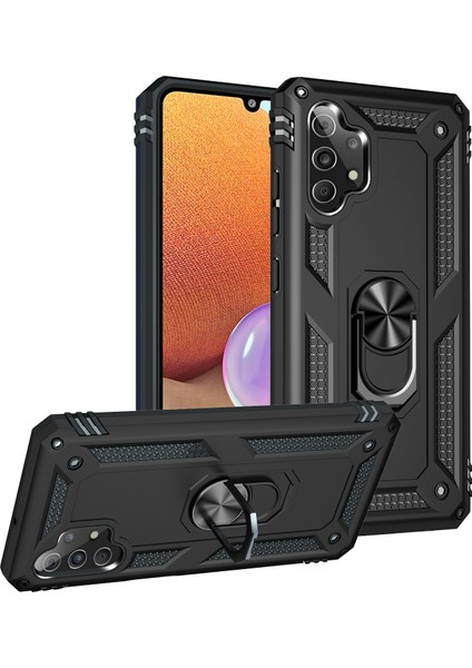 Samsung Galaxy A32 4G İçin Çift Katmanlı Halkalı Standlı Kılıf (Yurt Dışından)