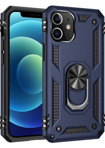 iPhone 12 Mini İçin Çift Katmanlı Halkalı Standlı Kılıf (Yurt Dışından)