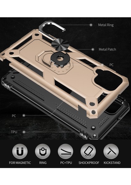 Samsung Galaxy A12 5G İçin Çift Katmanlı Halkalı Standlı Kılıf (Yurt Dışından) modelleri