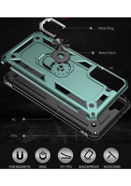 Samsung Galaxy S21 Plus 5G İçin Çift Katmanlı Halkalı Standlı Kılıf (Yurt Dışından) modelleri