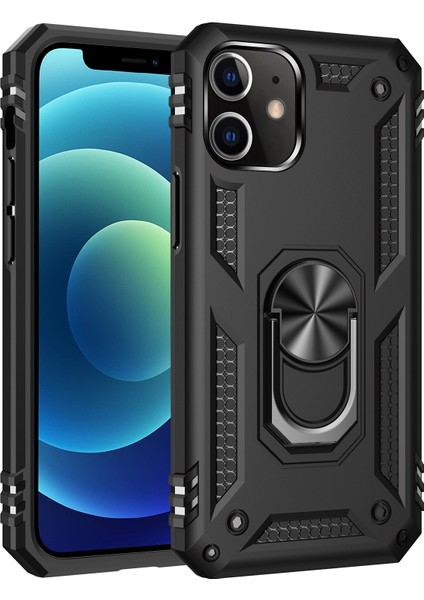 iPhone 12 Mini İçin Çift Katmanlı Halkalı Standlı Kılıf (Yurt Dışından)