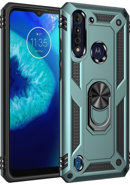 Motorola Moto G8 Power Lite İçin Çift Katmanlı Halkalı Standlı Kılıf (Yurt Dışından)