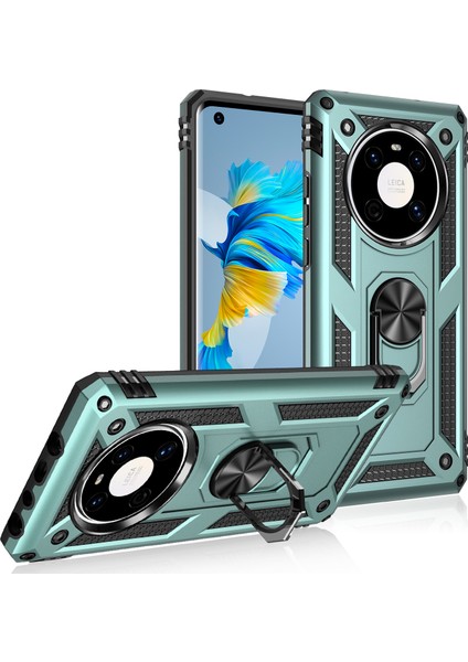 Huawei Mate 40 Pro İçin Çift Katmanlı Halkalı Standlı Kılıf (Yurt Dışından)