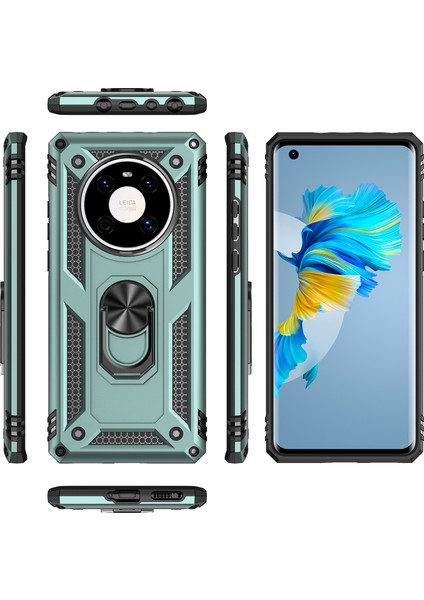 Huawei Mate 40 Pro İçin Çift Katmanlı Halkalı Standlı Kılıf (Yurt Dışından)