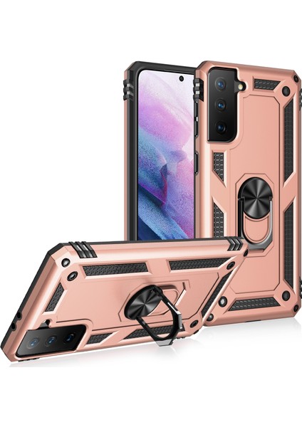 Samsung Galaxy S21 Plus 5G İçin Çift Katmanlı Halkalı Standlı Kılıf (Yurt Dışından)